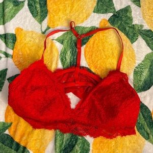 Aerie Red Lace Bralette (Adjustable, Padded)
